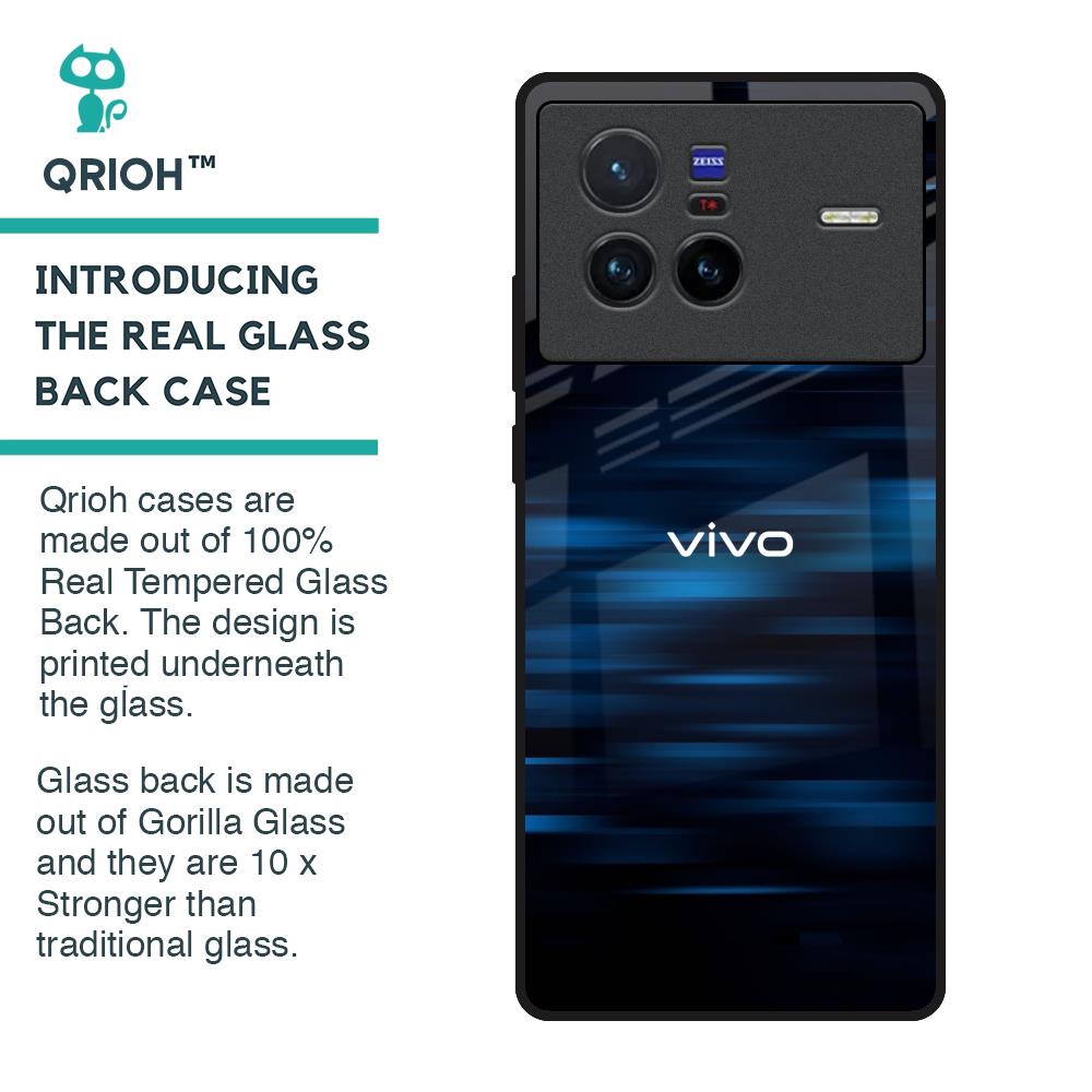 Blue Rough Abstract Glass Case for Vivo X80 5G