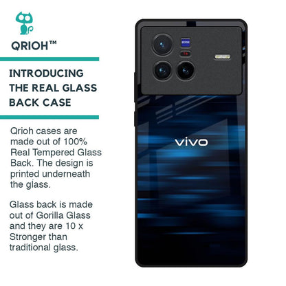 Blue Rough Abstract Glass Case for Vivo X80 5G