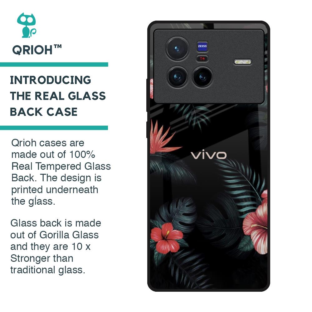 Tropical Art Flower Glass Case for Vivo X80 5G
