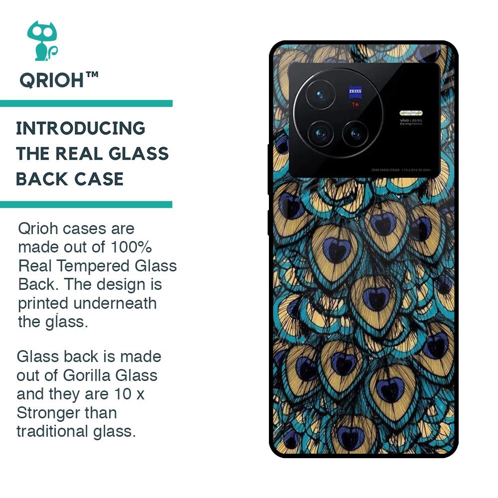 Peacock Feathers Glass case for Vivo X80 5G
