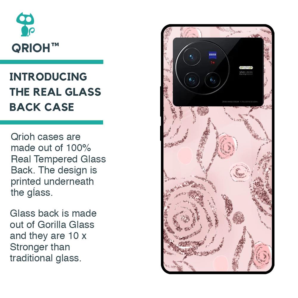 Shimmer Roses Glass case for Vivo X80 5G