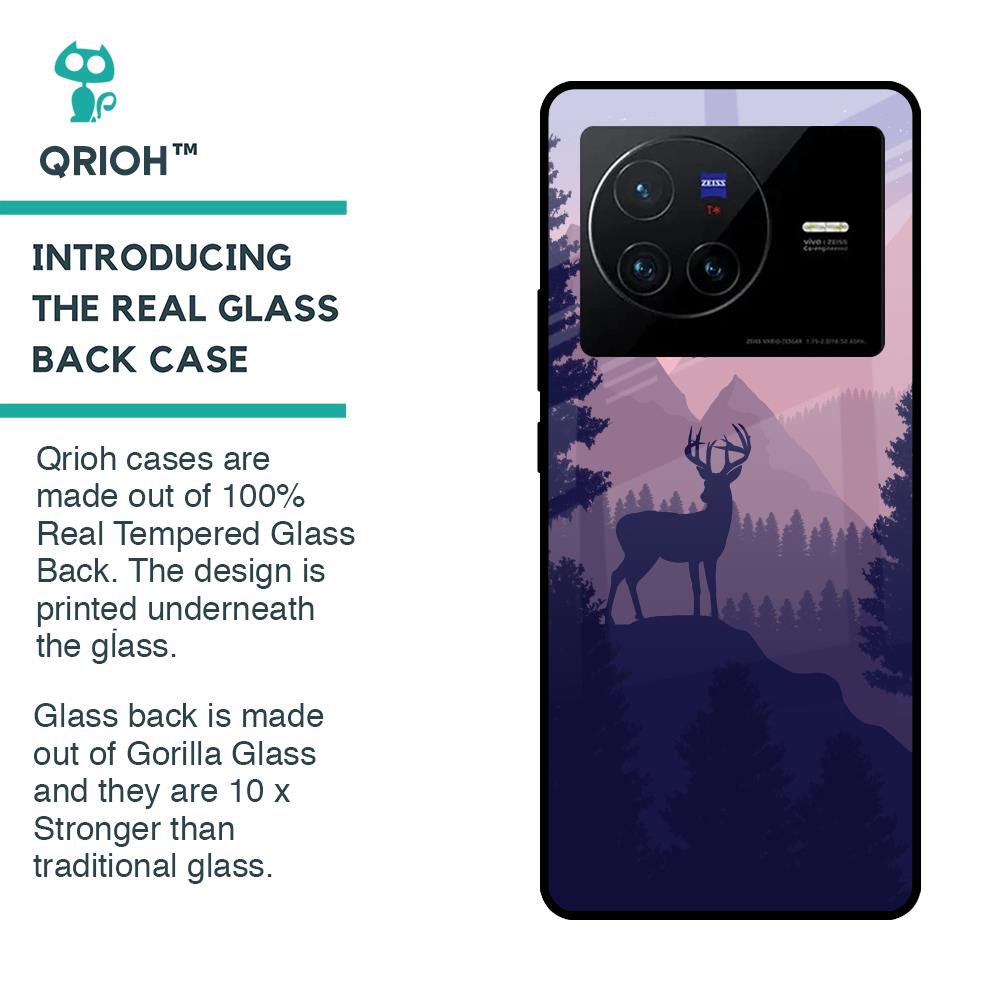 Deer In Night Glass Case For Vivo X80 5G