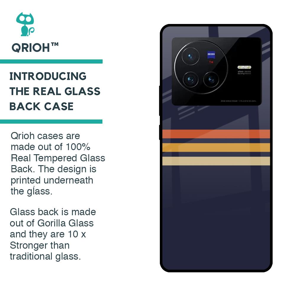 Tricolor Stripes Glass Case For Vivo X80 5G