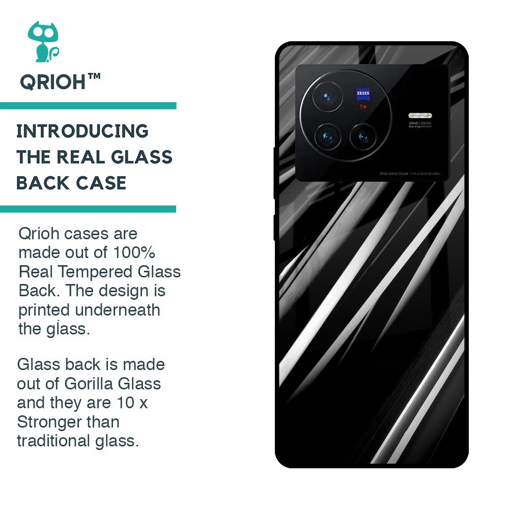 Black & Grey Gradient Glass Case For Vivo X80 5G