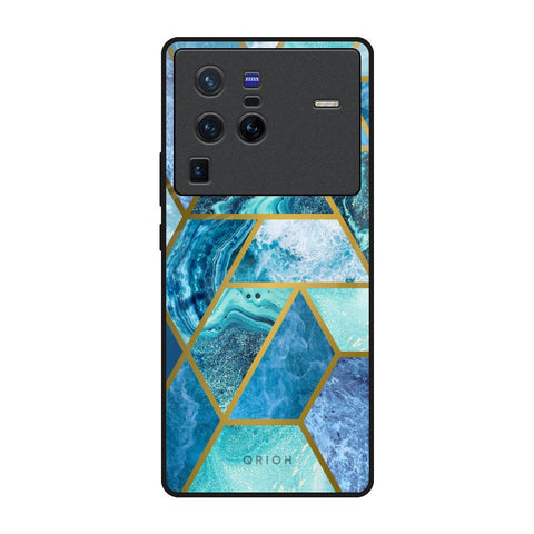 Turquoise Geometrical Marble Vivo X80 Pro 5G Glass Back Cover Online