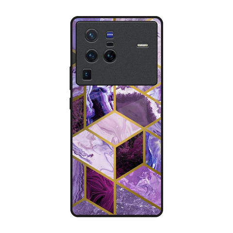 Purple Rhombus Marble Vivo X80 Pro 5G Glass Back Cover Online