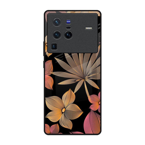 Lines Pattern Flowers Vivo X80 Pro 5G Glass Back Cover Online