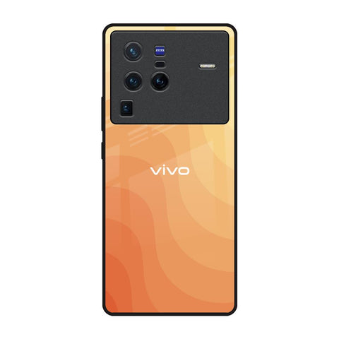 Orange Curve Pattern Vivo X80 Pro 5G Glass Back Cover Online