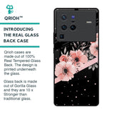 Floral Black Band Glass Case For Vivo X80 Pro 5G