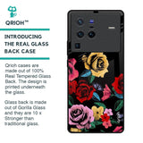 Floral Decorative Glass Case For Vivo X80 Pro 5G