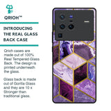 Purple Rhombus Marble Glass Case for Vivo X80 Pro 5G