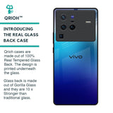Blue Rhombus Pattern Glass Case for Vivo X80 Pro 5G