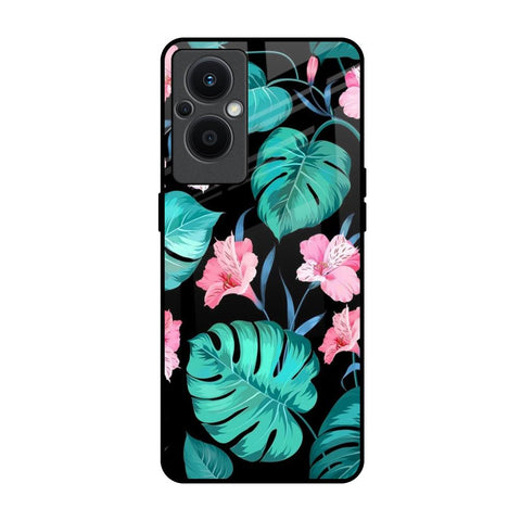 Tropical Leaves & Pink Flowers OPPO F21 Pro 5G Glass Back Cover Online