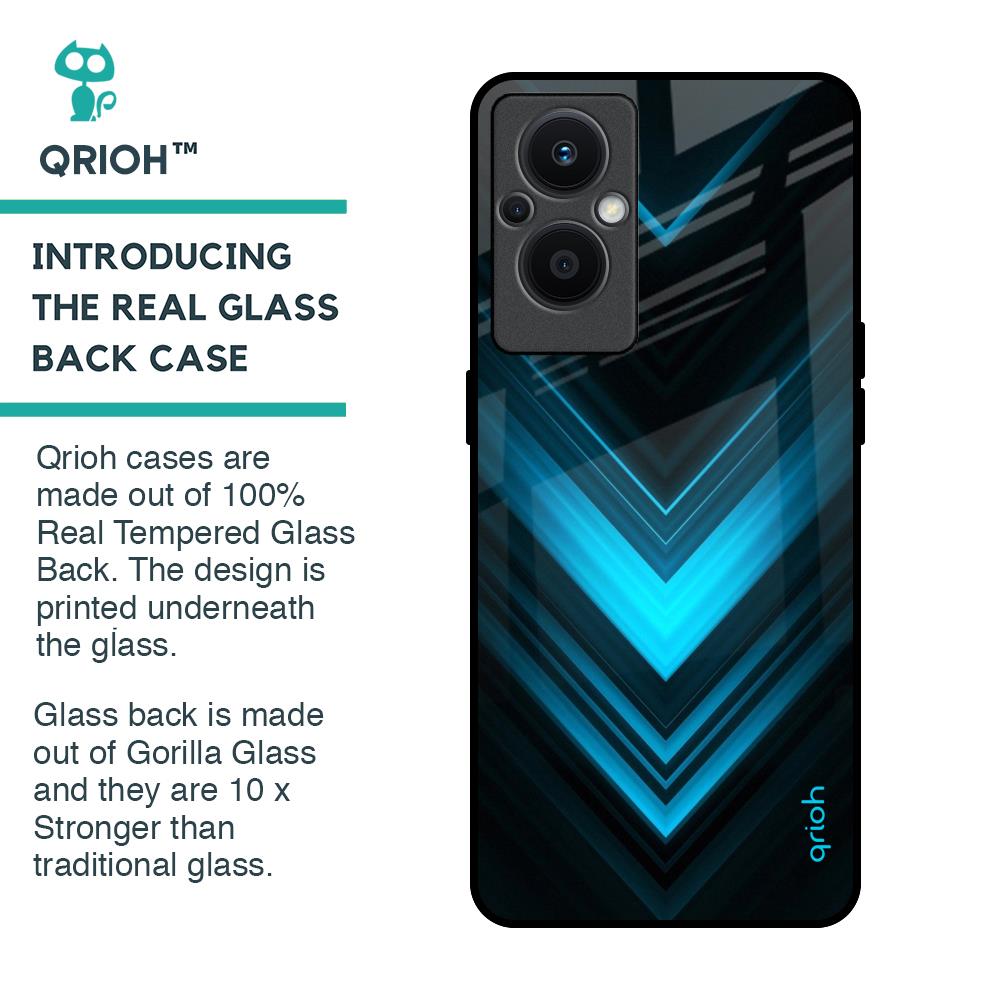 Vertical Blue Arrow Glass Case For OPPO F21 Pro 5G