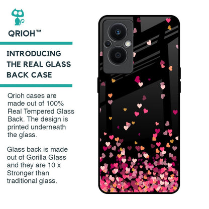 Heart Rain Fall Glass Case For OPPO F21 Pro 5G