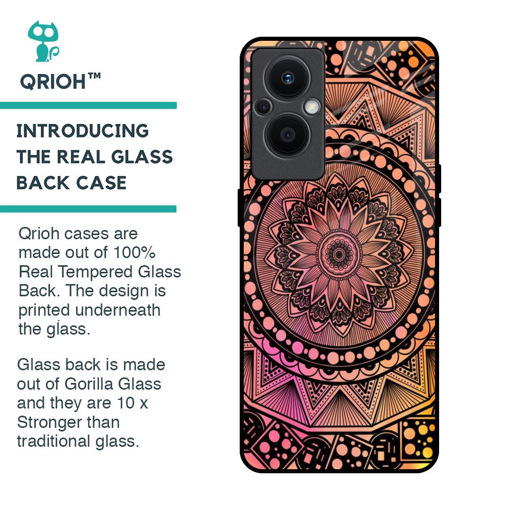 Floral Mandala Glass Case for OPPO F21 Pro 5G