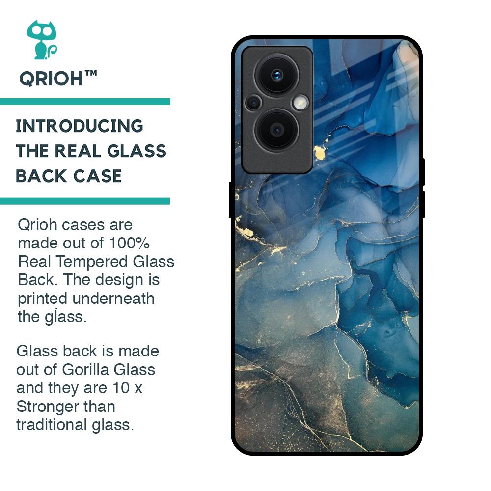 Blue Cool Marble Glass Case for OPPO F21 Pro 5G