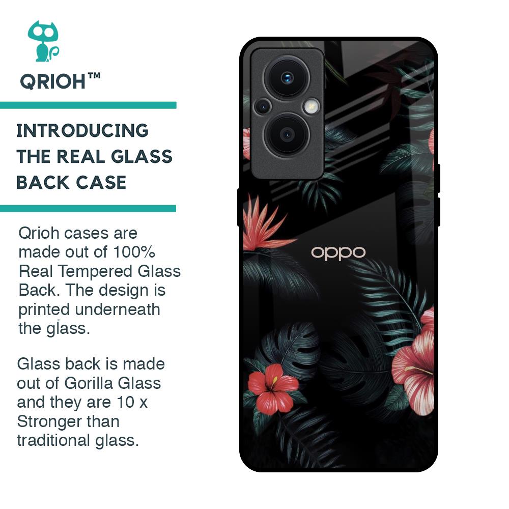 Tropical Art Flower Glass Case for OPPO F21 Pro 5G