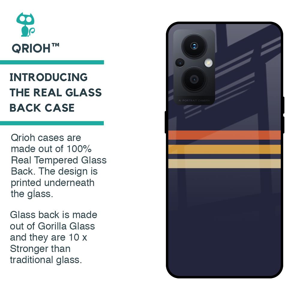 Tricolor Stripes Glass Case For OPPO F21 Pro 5G