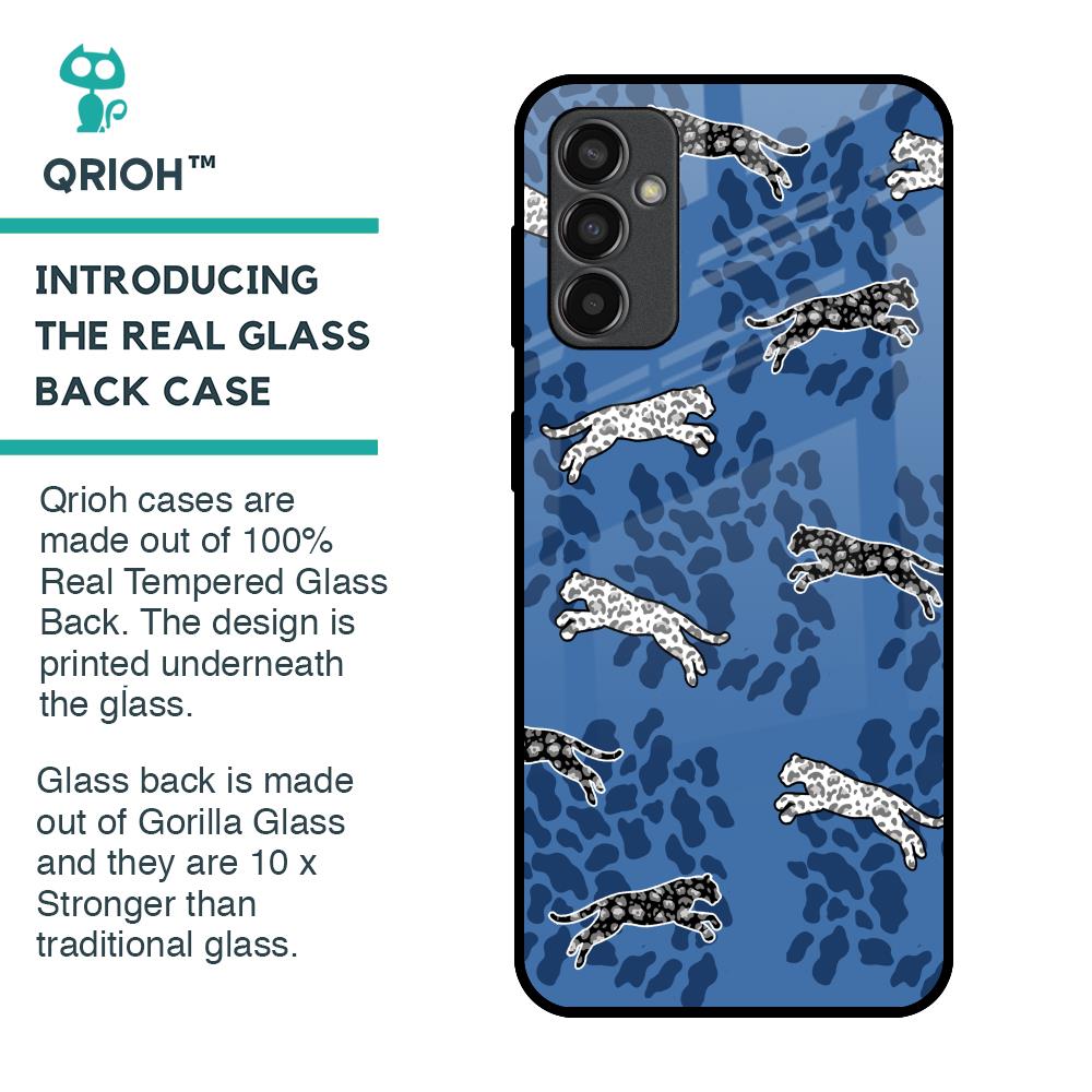 Blue Cheetah Glass Case for Samsung Galaxy F13