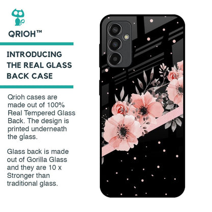 Floral Black Band Glass Case For Samsung Galaxy F13