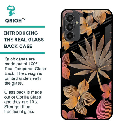 Lines Pattern Flowers Glass Case for Samsung Galaxy F13