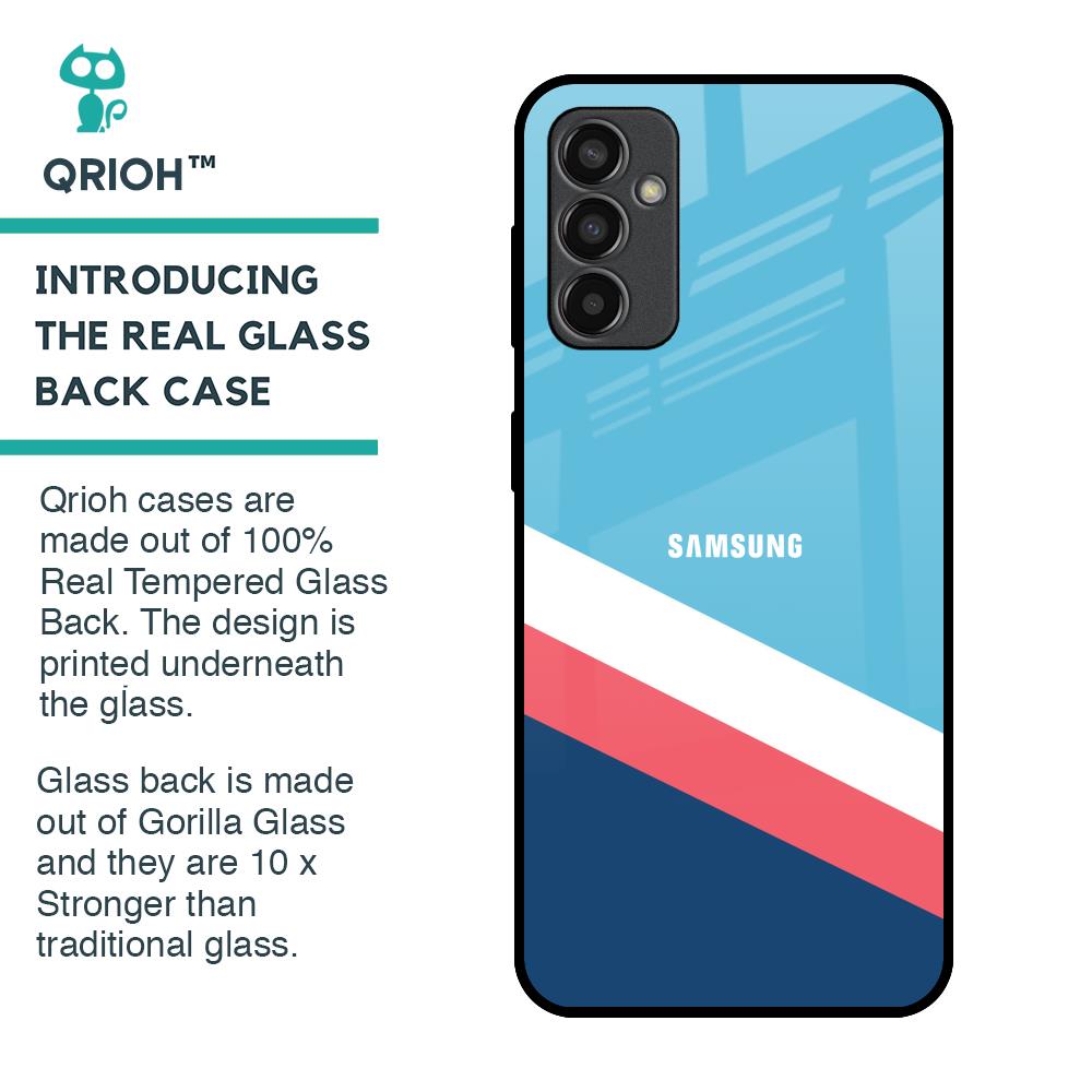 Pink & White Stripes Glass Case For Samsung Galaxy F13
