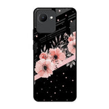Floral Black Band Realme C30 Glass Back Cover Online