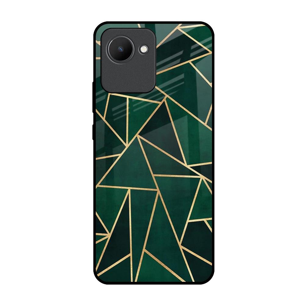 Abstract Green Realme C30 Glass Back Cover Online
