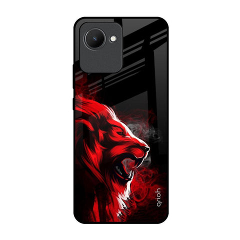 Red Angry Lion Realme C30 Glass Back Cover Online