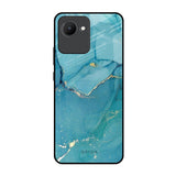 Blue Golden Glitter Realme C30 Glass Back Cover Online