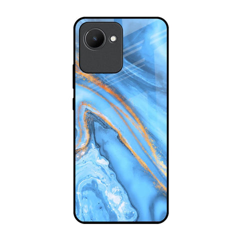 Vibrant Blue Marble Realme C30 Glass Back Cover Online
