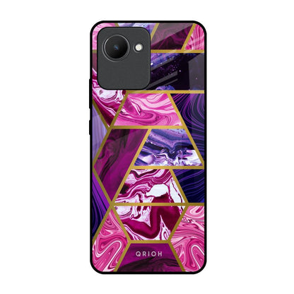 Electroplated Geometric Marble Realme C30 Glass Back Cover Online