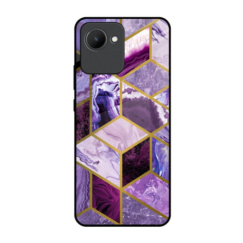 Purple Rhombus Marble Realme C30 Glass Back Cover Online