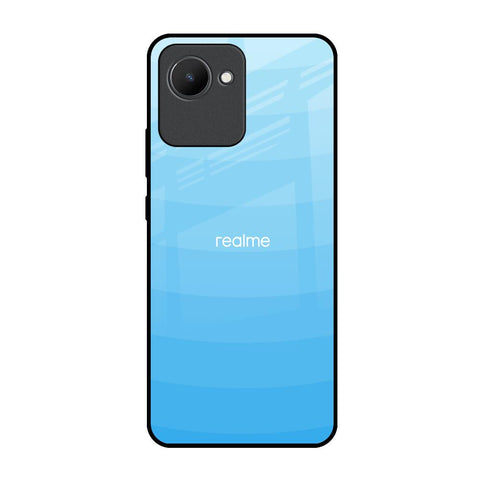 Wavy Blue Pattern Realme C30 Glass Back Cover Online