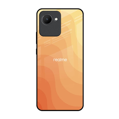 Orange Curve Pattern Realme C30 Glass Back Cover Online