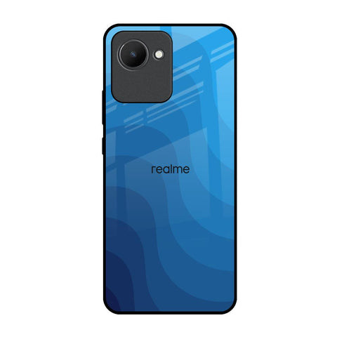 Blue Wave Abstract Realme C30 Glass Back Cover Online