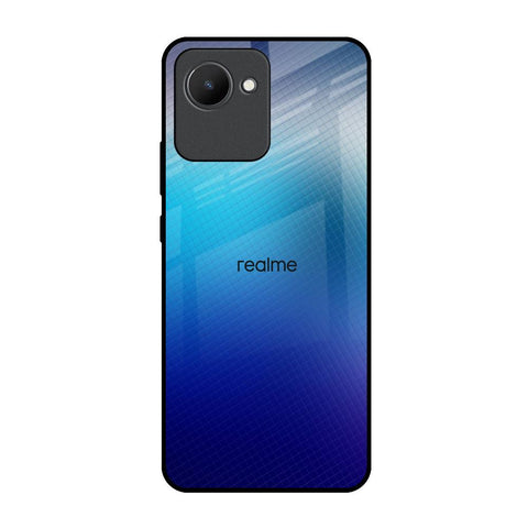 Blue Rhombus Pattern Realme C30 Glass Back Cover Online