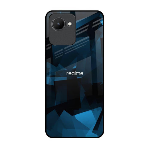 Polygonal Blue Box Realme C30 Glass Back Cover Online