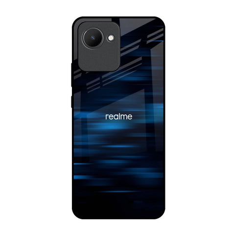 Blue Rough Abstract Realme C30 Glass Back Cover Online
