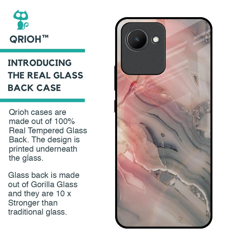 Pink And Grey Marble Glass Case For Realme C30