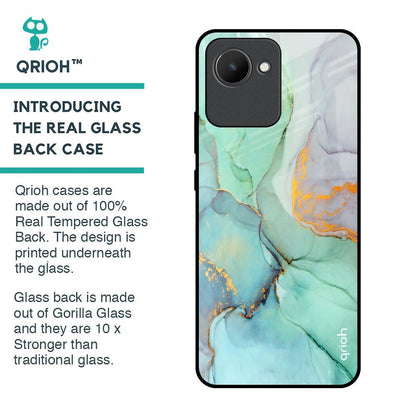 Green Marble Glass Case for Realme C30