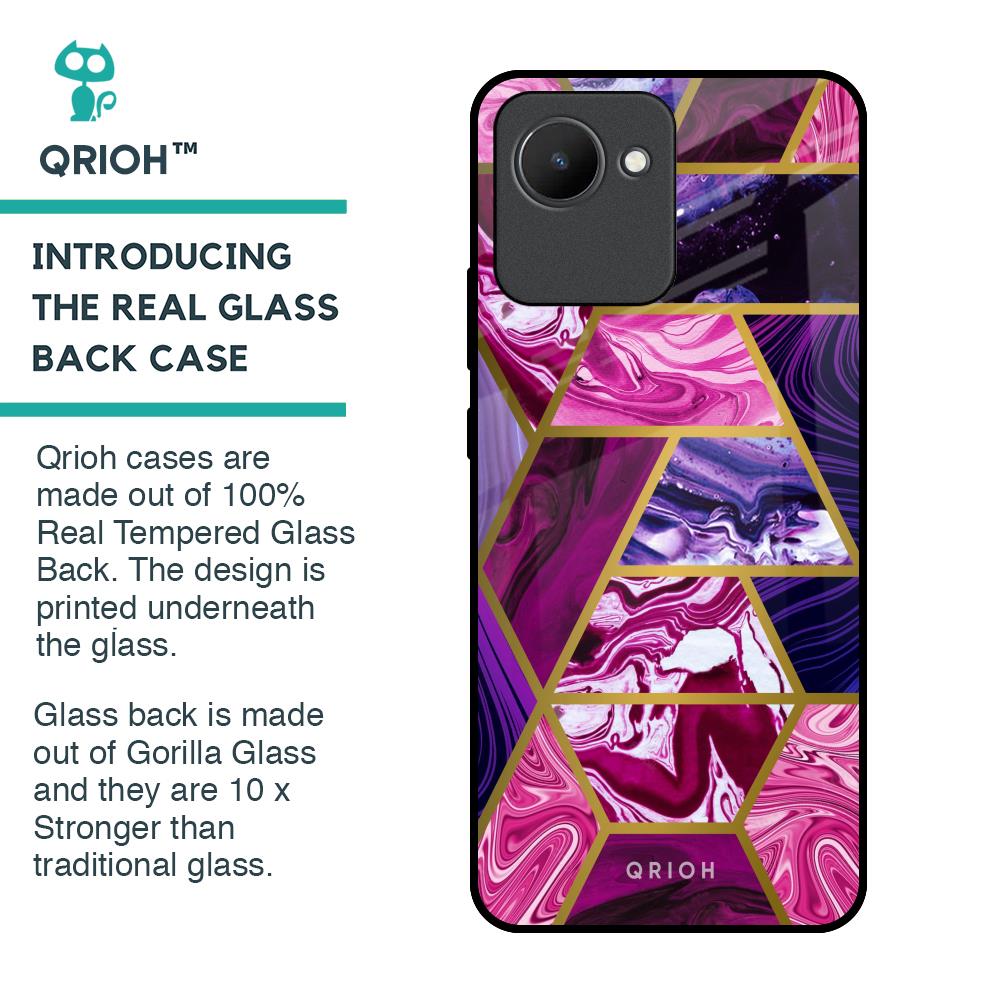 Electroplated Geometric Marble Glass Case for Realme C30