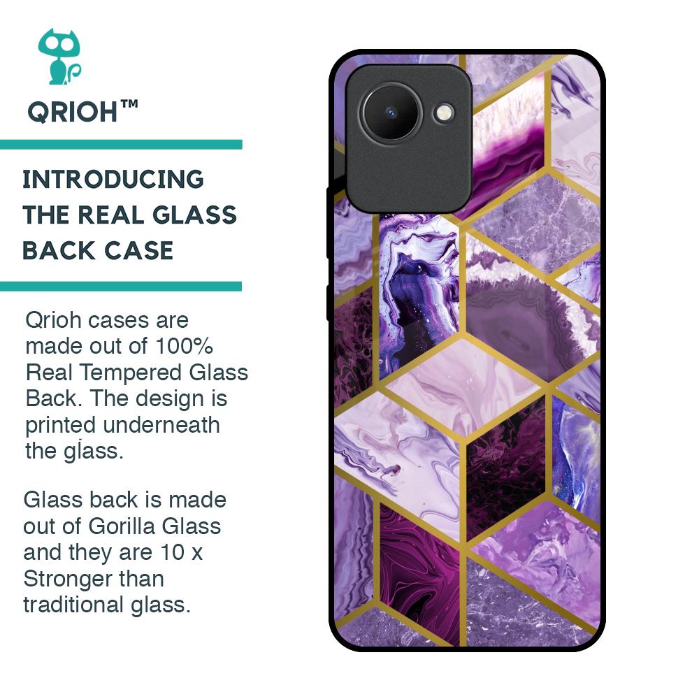 Purple Rhombus Marble Glass Case for Realme C30