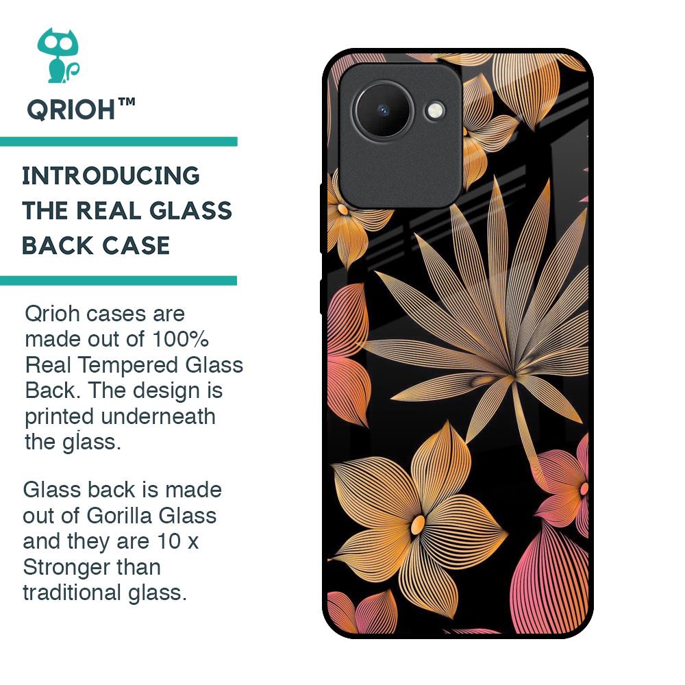 Lines Pattern Flowers Glass Case for Realme C30