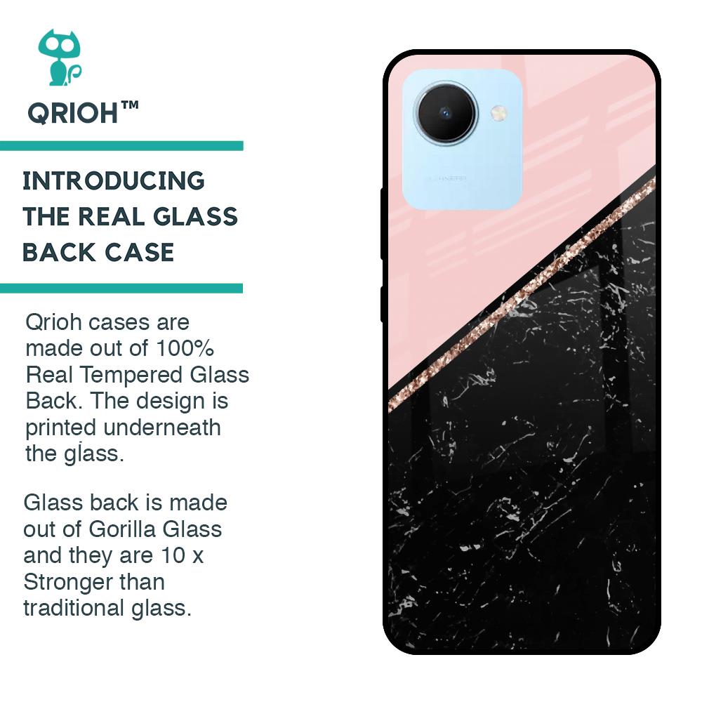 Marble Texture Pink Glass Case For Realme C30