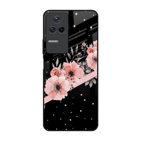 Floral Black Band Poco F4 5G Glass Back Cover Online