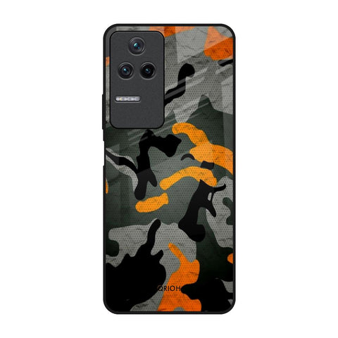 Camouflage Orange Poco F4 5G Glass Back Cover Online