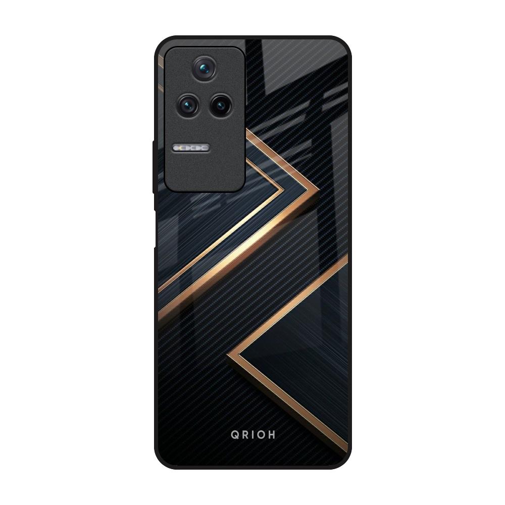 Sleek Golden & Navy Poco F4 5G Glass Back Cover Online
