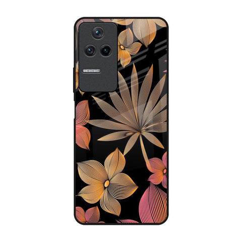 Lines Pattern Flowers Poco F4 5G Glass Back Cover Online